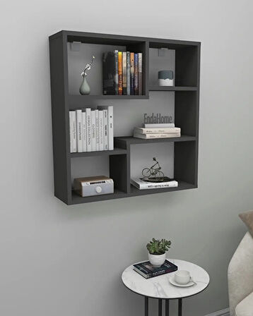 Reyo Enda Home Myra09 5 Bölmeli Modern Duvar Rafı, Mutfak Rafı Antrasit