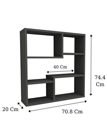 Reyo Enda Home Myra09 5 Bölmeli Modern Duvar Rafı, Mutfak Rafı Antrasit