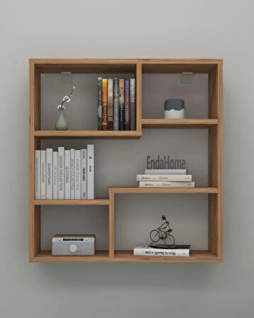 Reyo Enda Home Myra09 5 Bölmeli Modern Duvar Rafı, Mutfak Rafı Atlantik Çam