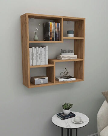 Reyo Enda Home Myra09 5 Bölmeli Modern Duvar Rafı, Mutfak Rafı Atlantik Çam