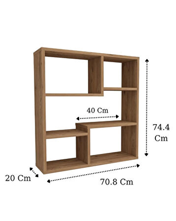 Reyo Enda Home Myra09 5 Bölmeli Modern Duvar Rafı, Mutfak Rafı Atlantik Çam