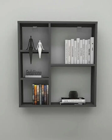 Reyo Enda Home Myra 5 Gözlü Çok Amaçlı Modern Duvar Rafı Antrasit