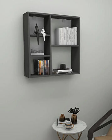 Reyo Enda Home Myra 5 Gözlü Çok Amaçlı Modern Duvar Rafı Antrasit