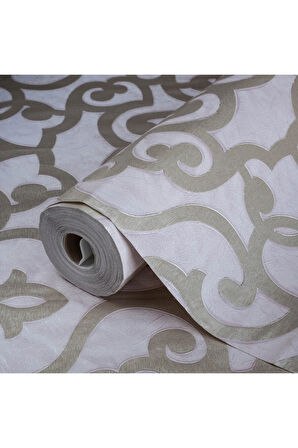 Cesur Neoklasik Şam Süsleme ile Duvar Kağıdı, Açık, Pembe, 16,5 M2 - Seven 7810-3