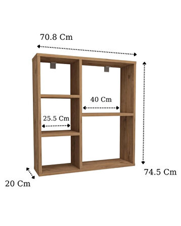 Reyo Enda Home Myra 5 Gözlü Çok Amaçlı Modern Duvar Rafı Atlantik Çam