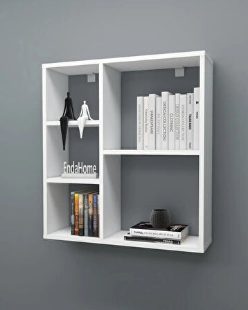 Reyo Enda Home Myra 5 Gözlü Çok Amaçlı Modern Duvar Rafı Beyaz