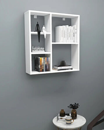 Reyo Enda Home Myra 5 Gözlü Çok Amaçlı Modern Duvar Rafı Beyaz