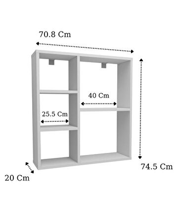 Reyo Enda Home Myra 5 Gözlü Çok Amaçlı Modern Duvar Rafı Beyaz