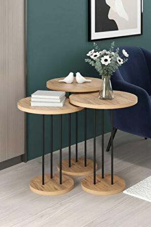 Reyo Falez Siyah Terra Zigon Sehpa Ceviz