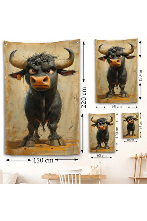 Agresif Boğa Duvar Örtüsü-7810