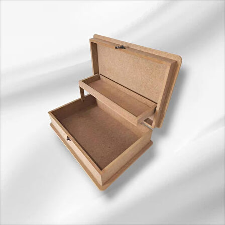 Ahşap- Boyanabilir- Klipsli Asansörlü Takı-makyaj-aksesuar-dekoratif Çok Amaçlı Kutu