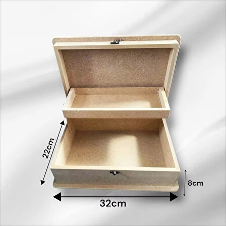 Ahşap- Boyanabilir- Klipsli Asansörlü Takı-makyaj-aksesuar-dekoratif Çok Amaçlı Kutu