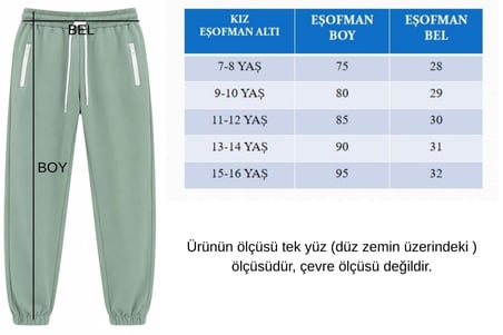 Kız Çocuk İki İplik Çift Cepli Lastikli Paça Eşofman Altı  ESF7033