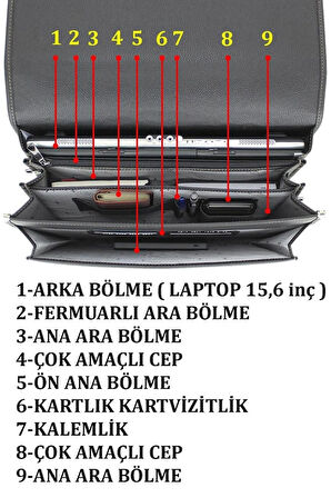 Case Club 2007 Erkek El Ve Omuz Çantası - Laptop Bölmeli Evrak Çantası 15,6 inç