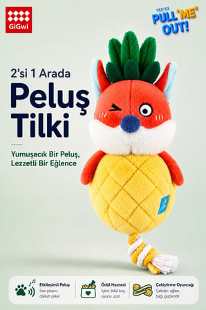 Pull Me Out Serisi Sesli Peluş Tilki Köpek Oyuncağı | Peluş Oyuncak ve Ödül Hazneli İnteraktif Köpek Oyuncağı - Küçük & Orta Irk