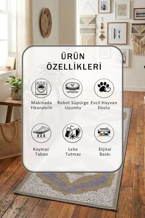 Hanedan Modern Dijital Baskı Yıkanabilir Kaymaz Yolluk Halı