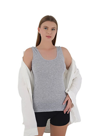 Kadın 3'lü Ribana Kumaşlı Kalın Askılı Atlet Seti