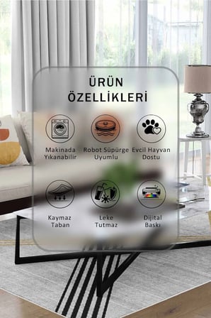 Yıkanabilir Kaymaz Taban Dijital Baskılı Halı ve Yolluk – Leke Tutmaz Salon & Mutfak Halısı