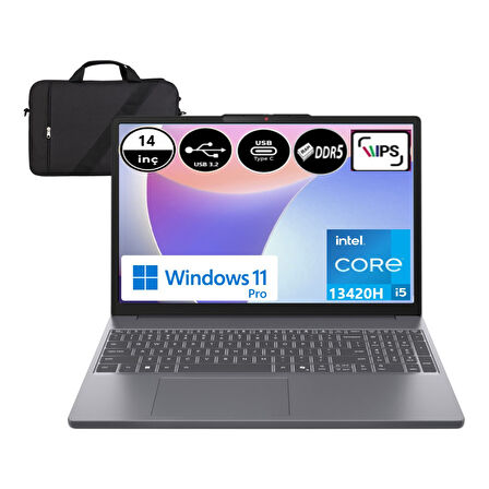 Lenovo Ideapad Slim 3 14IRH10 83K00028TREP9 Intel Core I5-13420H 24 GB Ram 512 GB + 256 GB SSD 14" Wuxga Windows 11 Pro + Elektropasaj Çanta