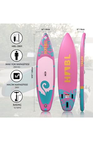 Şişme Sup Board/ Stand Up Paddle Board 81*320*15cm Full Set Pembe