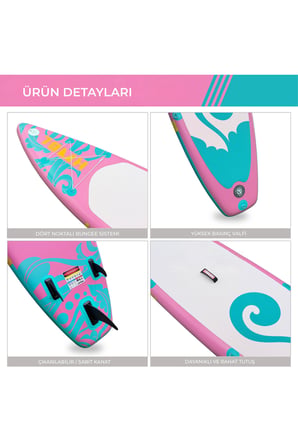 Şişme Sup Board/ Stand Up Paddle Board 81*320*15cm Full Set Pembe