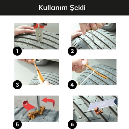 Lunaev 6 Parça Araba Motosiklet Otomobil Bisiklet Lastik Tamir Kiti Araç Bakım Seti ...