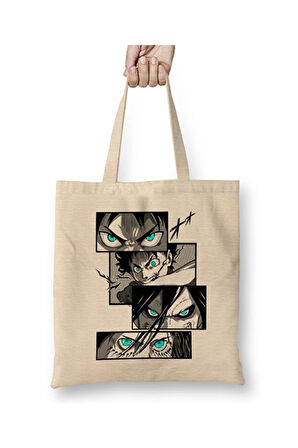 Eren Yeager Transformation Attack On Titan Bez Çanta Uzun Saplı Alışveriş Çantası Plaj Çantası