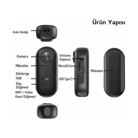 H88 Mini Wifi Vlog Kamerası Motor Spor Aksiyon Kamerası 1080P Full Hd 120° Açı