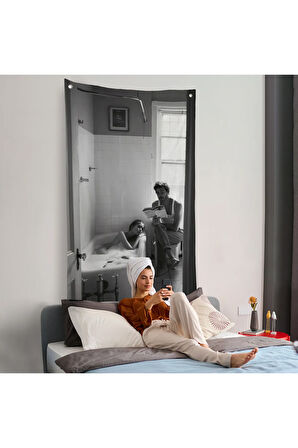 Küvetteki Kadına Kitap Okuyan Adam Duvar Örtüsü-7815