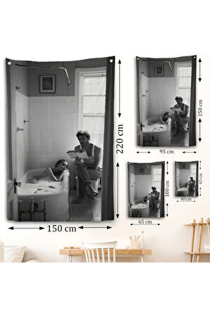 Küvetteki Kadına Kitap Okuyan Adam Duvar Örtüsü-7815