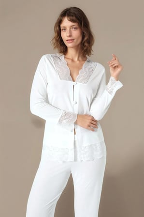 Kadın Ekru Penye Gelin 6'lı Çeyiz Seti Sabahlık & Gecelik & Pijama Şortlu Takım Q9U6O2K0KKA