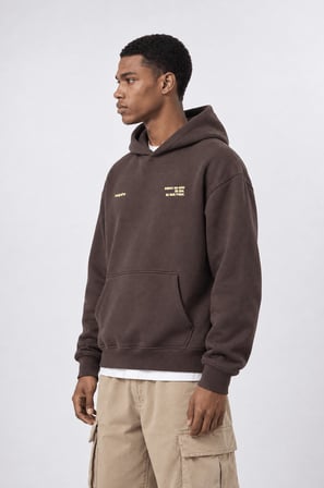 Erkek notbasic Baskılı Oversize Hoodie Kahve