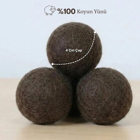 Reyo  Yün Kurutma Makinesi Topu 9'Lu Set - L Boy Kahverengi - Kimyasalsız Doğal Yumuşatıcı Ve Antistatik Etki