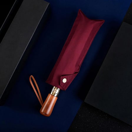 Ahşap Saplı 12 Telli Şemsiye Bordo