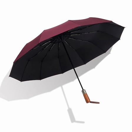 Ahşap Saplı 12 Telli Şemsiye Bordo