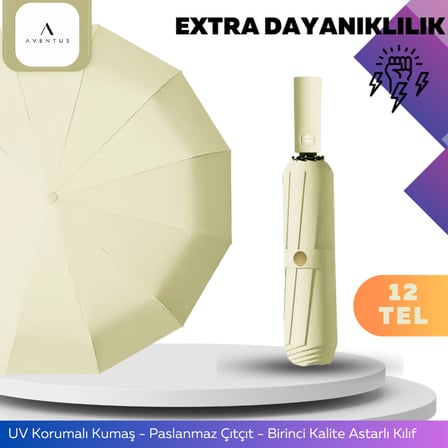 12TELLI Uv Korumalı Extra Büyük Çaplı Şemsiye Krem
