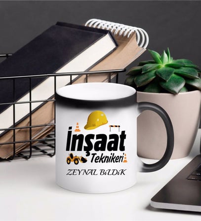 İnşaat Teknikeri Kupa Bardağı Sihirli (Beyaz)