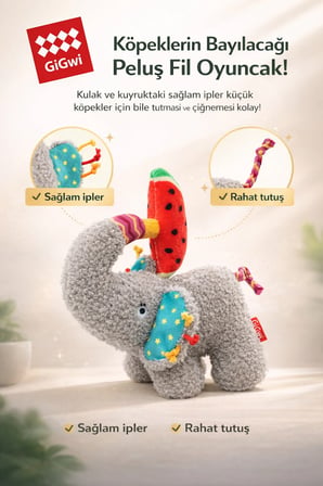 Plush Friendz Serisi Sesli ve Hışırtılı Peluş Fil Köpek Oyuncağı - Küçük Irk