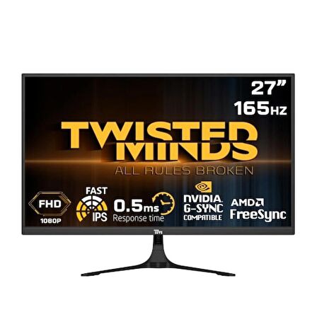 TWISTED MINDS 27" TM27FHD165IPS FHD 165HZ 0,5MS HDMI DP HDR Ready FAST IPS ÇERÇEVESİZ GAMING MONİTÖR