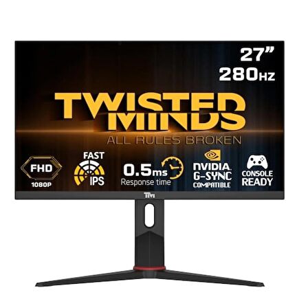 TWISTED MINDS 27" TM27FHD280IPS FHD 280HZ 0,5MS HDMI DP HDR10 FAST IPS PIVOT RGB GAMING MONİTÖR