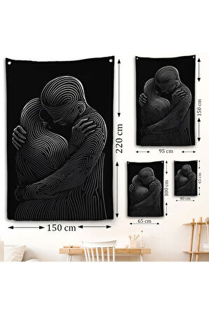 Linear Hug Sarılan Çift Duvar Örtüsü-7819