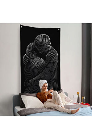 Linear Hug Sarılan Çift Duvar Örtüsü-7819