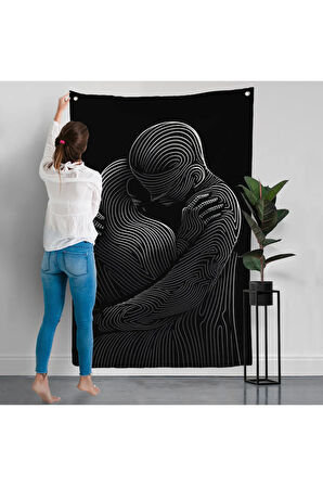 Linear Hug Sarılan Çift Duvar Örtüsü-7819