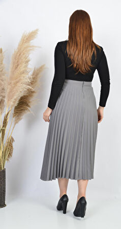 SORALLİNE KADIN PLİSOLEY ETEK 90 CM BOYUNDA ASTARLI MEVSİMLİK ÜRÜN 781 KAHVE