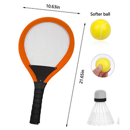 Badminton Seti ve Soft Tenis Topu - RKT-35 - Turuncu
