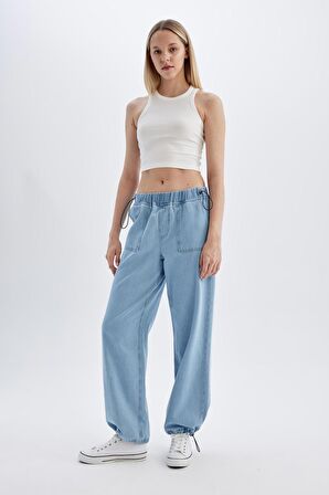 DeFacto Paraşüt Kargo Yüksek Bel Uzun Yumuşak Jean Pantolon C1417AX24SMNM39