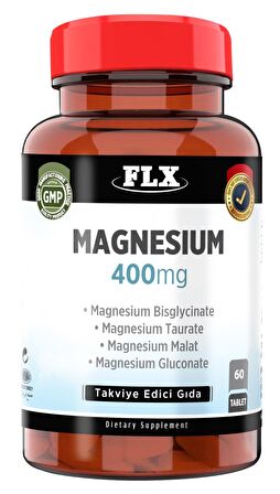 60 Tablet Magnezyum Bisglisinat Malat Taurat Glukonat Magnesium Elementleri 400 Mg