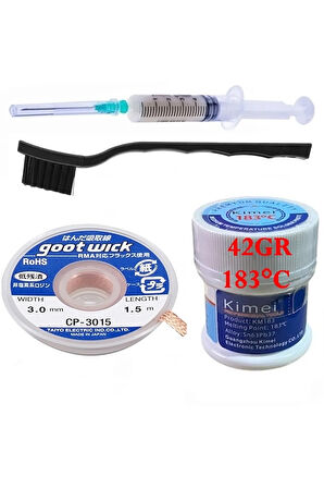 SolderPaste Krem Lehim KİMEİ 183°c UYUMLU Noclean Sn63pb37 42g Lehim Toplama Cp-3015 Emme Teli 3,0mm