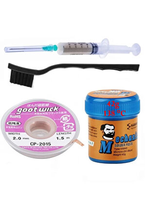 Solder Paste Krem Lehim Mechnic 138°c Noclean Sn42bi58 42g Lehim Toplama Cp-2015 Emme Teli 2,0mm