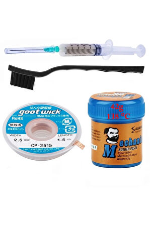 Solder Paste Krem Lehim Mechnic 138°c Noclean Sn42bi58 42g Lehim Toplama Cp-2515 Emme Teli 2,5mm